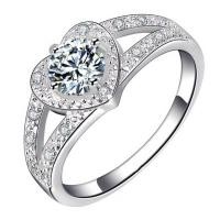ราคา Fashion 925 Sterling Silver Love Heart Rings Cubic Zirconia Diamond Ring Bridal Wedding Engagement Band Ring Jewelry (18495275645)