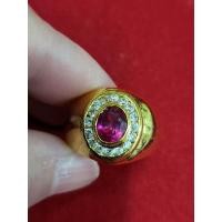 ราคา แหวนพลอยทับทิมโรสซี่6 8ล้อมเพชรเกสรชุบทอง (19386873832)