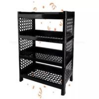 ราคา ชั้นวางของ พลาสติก 4ชั้น สีดำ ยี่ห้อวัฒนา 24 4B ชั้นพลาสติก ที่วางของ ชั้นวางของในห้องน้ำ ชั้นวางสีดำ (22309272637)