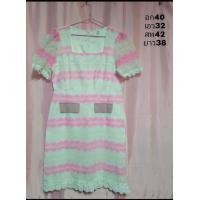 ราคา ชุดเดรสแฟชั่นแต่งลายลูกไม้สีชมพูใส่ออกงานสวยๆ (22250597325)