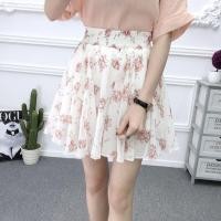 ราคา ฤดูร้อน 2024 สูง เอว Flared Mini กระโปรง พร้อม ยืดได้ Band Fresh ลายดอก กึ่งโปร่งใส ผ้าชีฟอง วัสดุ สไตล์เกาหลี (20121064379)