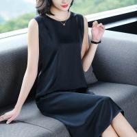 ราคา ชุดเดรสยาวคลุมเข่าแขนกุดสีดำ ชุดชั้นใน ชุดเดรสแฟชั่นฤดูใบไม้ร่วง ผ้าโพลีเอสเตอร์ 100 สไตล์ลำลอง กระโปรงทรงเอ (23218820041)