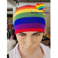 ราคา หมวกไหมพรม หมวกไหมพรมสีรุ้ง หมวก หมวกบีนนี่ หมวกฮิบฮอป ฮิบฮอปห Rainbow Pride LGBT LGBTQ Stripe Stripped Multi Color Knit Beanie Hat Hip Hop Skullies Cap (19163803403)
