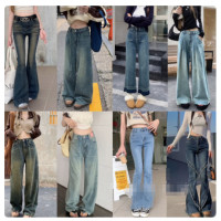 ราคา ฤดูร้อน 2024 ผู้หญิง เดนิม ขากว้าง กางเกง Street Vendor ขายส่ง กางเกงยีนส์ หลวม Fit ลำลอง ตัดตรงยาว กางเกงขายาว (23076802432)