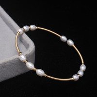 ราคา สร้อยข้อมือไข่มุกน้ำจืดธรรมชาติทอง14K สำหรับผู้หญิงม้วนมือสร้อยข้อมือมุก (21503344397)