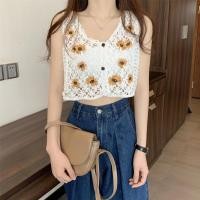 ราคา Cici Q35 Crochet Top เสื้อครอปถัก โครเชต์ลายทานตะวัน คิ้วท์ๆสไตล์เกาหลี (16441490377)