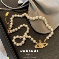 ราคา vivienne westwood Pearl necklace female Spicy rhinestone love choker collarbone chain Necklace accessories (18307775228)