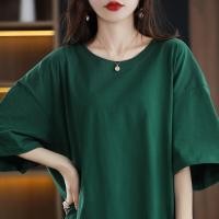 ราคา เสื้อยืดคอกลมแขนสั้นผ้าฝ้ายแท้ 100 สำหรับผู้หญิง สไตล์ฤดูร้อน เสื้อแขนยาวหลวม สีพื้น ไซส์ใหญ่ เสื้อยืดผู้หญิง (22695112187)