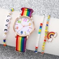 ราคา ชุดกำไลจี้สร้อยข้อมือนาฬิกาผู้หญิง4ชิ้น ชุดสายไนลอนแบบลำลอง (23031181906)