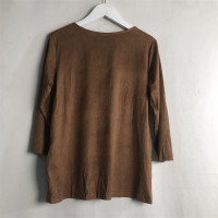 ราคา เสื้อยืดคอกลมแขนสั้นผ้ากำมะหยี่ทรงสลิมฟิตสำหรับผู้หญิง แฟชั่นฤดูใบไม้ร่วง 2023 เสื้อยืดคอกลมแขนยาวสามส่วนสำหรับผู้หญิง (23063325949)