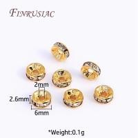 ราคา 50 100pcs 4 6 8mm 18K Gold Plated Rhinestone Rondelles Crystal Beads Round Loose Spacer Beads For Bracelet Making Accessories (22164271599)