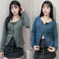 ราคา K08 พร้อมส่ง เสื้อแขนยาวไหมพรม คารืดิแกน 3 สี เทา ดำ เขียวฟ้า ผ้ายืดได้เยอะ (23353236712)