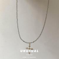 ราคา สร้อยคอโช้คเกอร์สำหรับผู้หญิงจี้ไม้กางเขนแบบเรียงซ้อนกันสีน้ำเงินสมบัติลูกปัดคริสตัล (23159327485)