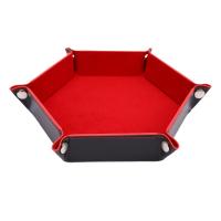 ราคา HikeHaven ถาดลูกเต๋าพับได้กล่อง PU หนังพับหกเหลี่ยมเหรียญถาดลูกเต๋าเกม (23166293602)