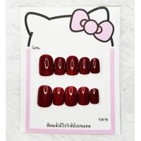ราคา เล็บปลอมเจลแท้ สีแดงเข้ม เล็บปลอมสำเร็จรูป แถมฟรีกาว ตะไบ (20116419334)