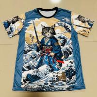 ราคา เสื้อยืดลายแมวซามูไรคลื่นทะเล สไตล์ญี่ปุ่น (21359406364)