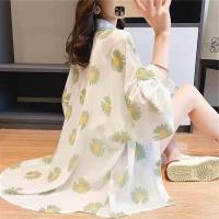 ราคา เสื้อคลุมกันแดดผ้าชีฟองแขนยาวหลวมๆ สำหรับผู้หญิงในช่วงฤดูร้อนปี 2024 สไตล์เกาหลี เสื้อคลุมกันแดดลายดอกเดซี่ระบายอากาศได้ดี เสื้อคลุมบาง (22897126812)