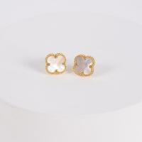 ราคา 24k Gold Four Leaf Clover ต่างหู Outlet Clearance หญิงแฟชั่นเครื่องประดับไทเทเนียมเหล็ก Lucky Ear Studs สไตล์เกาหลี (22892862876)