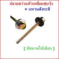ราคา ถุงละ100 ตัว แหวนสังกะสี ปลายสว่านหัวเหลี่ยมชุบรุ้ง แหวนยางรอง ยึดกระเบื้องหลัง ยิงเหล็ก สกรูยิงหลังคา ราคาถูก (22440336640)