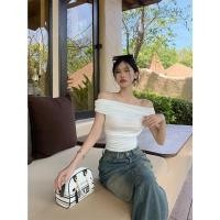 ราคา เสื้อปาดไหล่ สีขาวรัดรูปแบบสั้นเสื้อเปิดหลัง เสื้อครอป โชว์ สะดือเซ็กซี่สาวฮอต ผู้หญิง Lady Women Clothing เสื้อยืด (23033549594)