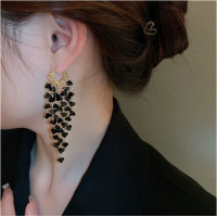 ราคา ต่างหูคริสตัลสีดำทรงเรขาคณิต ต่างหูแบบยาวหรูหรา ดีไซน์ทันสมัย อุปกรณ์เสริมแฟชั่นสำหรับผู้หญิง (23215219987)