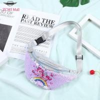 ราคา ZCMJ กระเป๋าคาดเอวหนัง Pu ปักเลื่อมกระเป๋าคาดเอวแฟชั่นลายการ์ตูน Tas Kosmetik ยูนิคอร์นสำหรับเด็ก (19359696527)