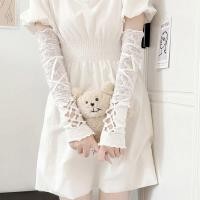 ราคา โลลิต้า Jk ลูกไม้ Y2K ถุงมือครึ่งนิ้วสีดำโกธิค DIY สายรัดกันแดดแขนยืดหยุ่นถุงมือพังค์ตาข่าย (21722416822)