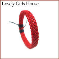 ราคา สินค้าดีที่สุด บ้านสาวน่ารัก สร้อยข้อมือหนังสำหรับทุกเพศกำไลข้อมือร้อยเชือกทำจากหนังสีดำปรับได้ (3881960690)