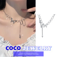ราคา COCOJEWELRY Ins Korean Butterfly Necklace Hip Hop Tassel Pendant Clavicle Chain Womens Fashion Choker Neck Jewelry (12111070338)
