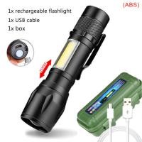 ราคา W7 ไฟฉาย USB ไฟฉายแรงสูงซูม ไฟฉายแสงจ้า พลาสติก USB ชาร์จ LED มินิกล้องส่องทางไกลซูม LED XPE COB 2in1 600mah (23269995443)