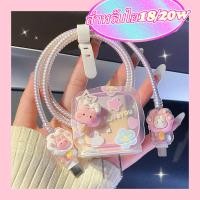 ราคา 20W พร้อมส่ง พร้อมส่ง ชุดแต่งสายชาร์จลายการ์ตูน เคสหัวชาร์จ (22811460416)