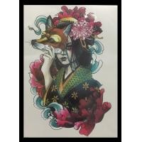 ราคา แทททูเต็มหลัง แทททูลายผู้หญิง เกอิชา แทททูกิโมโน แทททูผู้หญิงกับหน้ากากคาบูกิ หญิงญี่ปุ่น หญิงจีน รอยสักปลอมชั่วคราวกันน้ำได้ (14308284736)