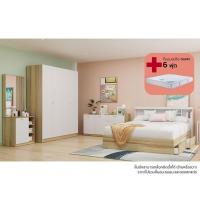 ราคา SB Design Square KONCEPT FURNITURE ชุดห้องนอน 6 ฟุต ตู้เสื้อผ้า 160 ซม โต๊ะเครื่องแป้ง 60 ซม ตู้เตี้ย 140 ซม รุ่น Molly สีไม้อ่อน พร้อมที่นอน Venus 6 ฟุต (23243431531)
