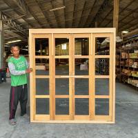 ราคา วงกบประตูพร้อมบานเฟี้ยมไม้ 4 บานพร้อมวงกบ ไม่รวมกระจก ติดอุปกรณ์ครบชุด อย่างดี (19933481671)