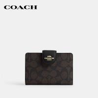 ราคา COACH กระเป๋าสตางค์ผู้หญิงรุ่น Medium Corner Zip Wallet In Signature Canvas CW786 IMXAQ สีน้ำตาล (24117952340)