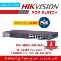 ราคา HIKVISION 16 Port Gigabit Unmanaged POE Switch DS 3E0518P E M 16 Gigabit PoE ports 2 Gigabit SFP fiber optical ports BY BILLIONAIRE SECURETECH (16692145968)