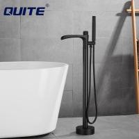 ราคา QUITE ก๊อกน้ำอ่างอาบน้ำ ก๊อกน้ำห้องน้ำแบบตั้งพื้น น้ำตกสไตล์เต้าเสียบน้ำ ยืนฟรี ก๊อกผสมน้ำร้อนและเย็น วัสดุทองเหลืองสีดำ (20319441864)