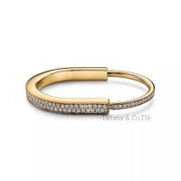 ราคา Tiffany Corporation Tiffany Lock Bracelet 18k Gold Rose Gold White Set With Round Diamond เพชรปูเต็มรูปแบบ สร้อยข้อมือนักออกแบบแบรนด์หรู (23309566670)