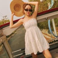 ราคา lookbooklookbook smoothie dress pompom lace ชุดมินิเดรส เกาะอก สีขาว (22283505618)