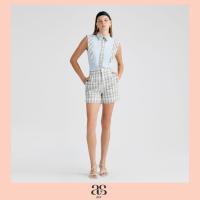 ราคา asv aw24 Erika Tweed Shorts กางเกงผู้หญิง ขาสั้น เอวสูง แต่งพับกระเป๋าหน้าและกระดุมทอง แต่งตัดต่อแถบผ้าด้านข้าง ผ้าทวีต (23343142534)