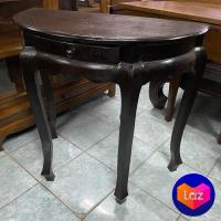 ราคา ประกอบแล้ว โต๊ะไม้สัก โต๊ะครึ่งวงกลม ไม้สัก สูง 75x40x80 cm ไม้สักแห้งสนิท ทำสีแล๊กเกอร์ มี 2 สี Teak Wooden Table Semicircular Brown Oak Color (20014318091)