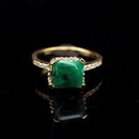 ราคา แหวนพลอยมรกตแซมเบีย Colombian Emerald ล้อมเพชร CZ ตัวเรือนเงินแท้ 92 5 ชุบทองคำ ไซส์ 54 เบอร์ 7 US สินค้ามีใบรับประกัน (24356962020)