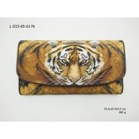 ราคา sale SS กระเป๋าหนังปลากระเบน 3 พับใหญ่ลายเสือ หนังวัวแท้ (2600610500)