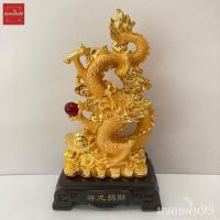 ราคา มังกร ล่อแก้ว มังกรทอง เรซิ่นพ่นทรายทอง ขาว ฐานไม้ สูง 14นิ้ว มังกรมงคล (14649887763)