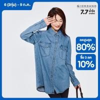 ราคา Giordanoผู้หญิง กระเป๋าปะคู่ กระเป๋าผ้าเดนิมล้าง แขนยาว เสื้อเชิ้ตลำลอง Free Shipping 18342002 (15800820044)