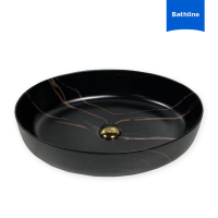 ราคา BATHLINE อ่างล้างหน้าวางบนเคาท์เตอร์ ลายหินอ่อน สีดำ ทรงรี (17028416510)