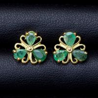 ราคา ต่างหูพลอยมรกตโคลัมเบีย Emerald เรือนเงินแท้92 5 ชุบทองคำ พลอยแท้จากประเทศโคลัมเบีย (15978387472)