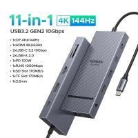 ราคา UGREEN 11 in 1 4K144Hz USB C Hub USB3 2 HDMI DP RJ45 SD TF 3 5mm Model 55766 (24448316669)