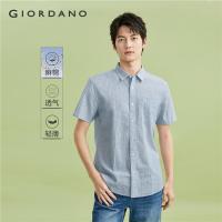 ราคา GIORDANO Men Shirts Linen Cotton Single Patch Pocket Shirts Short Sleeve Button Closure Simple Fashion Casual Shirts 01045480 (24089013194)