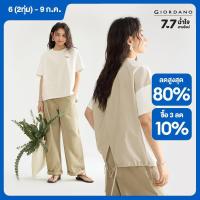 ราคา GIORDANO Women T Shirts Embroidery Patchwork Loose Tee Crewneck Short Sleeve Slit Drawstring Hem Fashion Casual Tshirts 18325506 (24318144248)